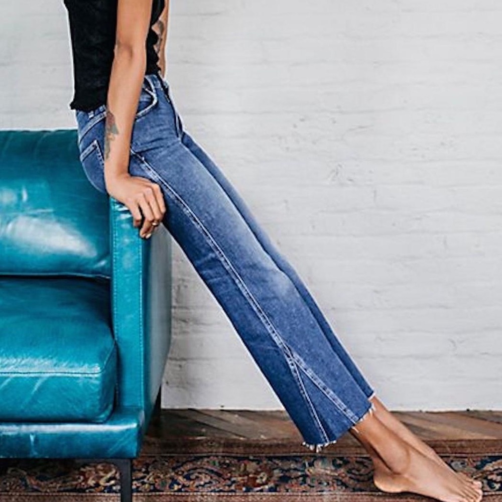 Free People Rita Crop Flare Blue Jeans